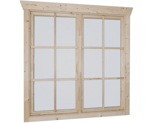 Fenêtre à deux vantaux pour abri de jardin 28 mm SKAN HOLZ 2x57.5x123.5 cm naturel Fenêtre en bois avec six carreaux