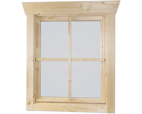 Einzelfenster für Gartenhaus 28 mm SKAN HOLZ Anschlag links 57.5x70.5 cm natur