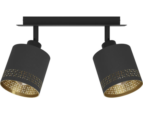 Deckenleuchte mit zwei Strahlern und gelochtem Design