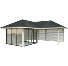 Pavillon avec cadre en bois et carton bitumé