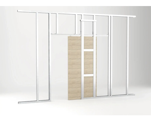 Metallrahmenkonstruktion mit Holzschiebetür