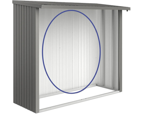 Offener Geräteschuppen aus Metall zur Aufbewahrung von Gartengeräten