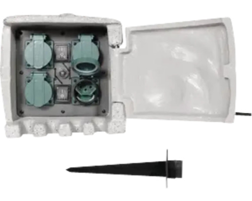 Gartensteckdose 4 x T13 Kabellänge 3 m H. 29 cm