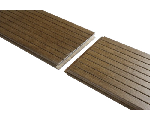 Konsta Terrassendiele Bambus Vollprofil geriffelt/glatt 1860 x 139 x 18 mm hellbraun