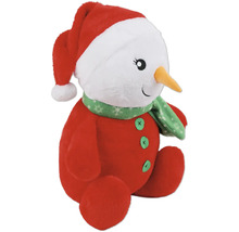 Figurine bonhomme de neige en peluche avec bonnet et écharpe