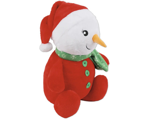 Figurine bonhomme de neige en peluche avec bonnet et écharpe