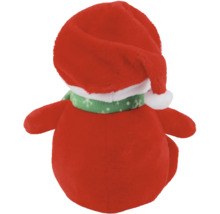 Vue arrière d''une figurine en peluche avec un bonnet de Noël et une écharpe