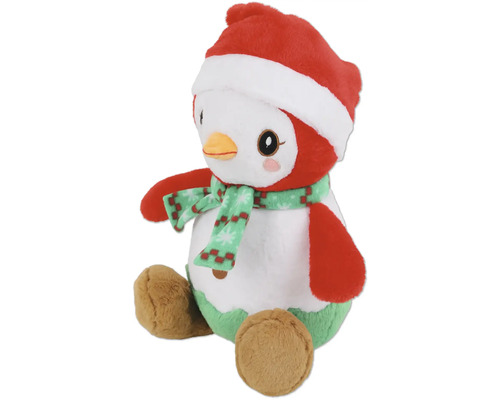 Pingouin en peluche avec bonnet de Noël et écharpe