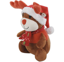 Peluche renne de Noël avec bonnet et écharpe
