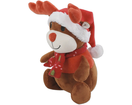 Peluche renne de Noël avec bonnet et écharpe
