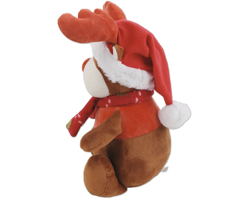 Peluche renne avec bonnet de Noël et écharpe
