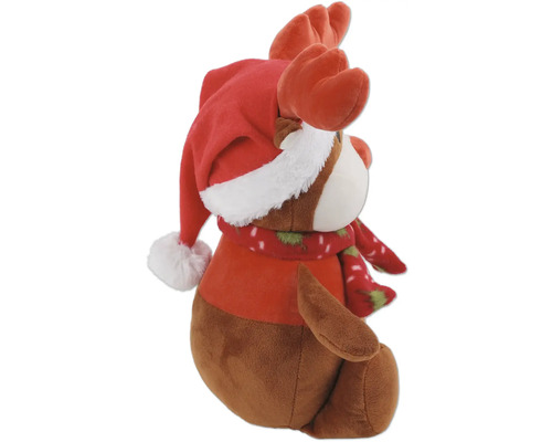 Peluche renne avec bonnet de Noël et écharpe