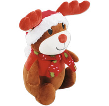 Peluche renne avec bonnet de Noël et écharpe