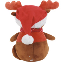 Peluche renne avec bonnet et écharpe vue de dos