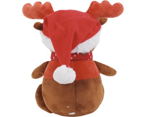 Peluche renne avec bonnet et écharpe vue de dos