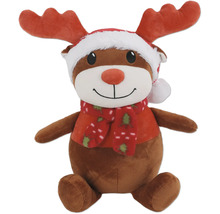 Renne de Noël en peluche avec bonnet et écharpe