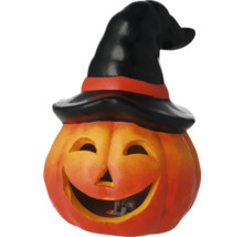 Halloween Kürbis mit Hexenhut als Dekoration