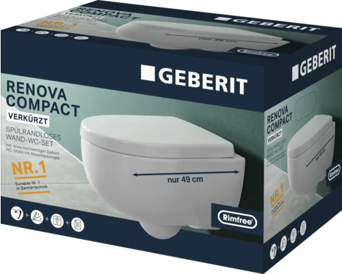Geberit Renova Compact spülrandloses Wand-WC-Set Verpackung