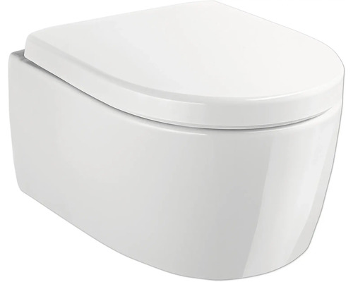 GEBERIT Wand-WC Set iCon XS Tiefspüler ohne Spülrand weiss glänzend mit Schallschutzset und WC-Sitz mit Absenkautomatik und Quick-Release CG06055000 Wand-Tiefspülklosett aus Sanitärkeramik mit WC-Sitz