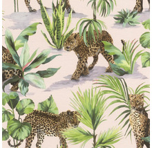 Papier peint avec motif de léopards et de plantes