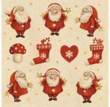 Illustration avec le Père Noël, des chaussettes, un cœur et une amanite tue-mouches