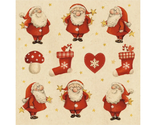 Illustration avec le Père Noël, des chaussettes, un cœur et une amanite tue-mouches