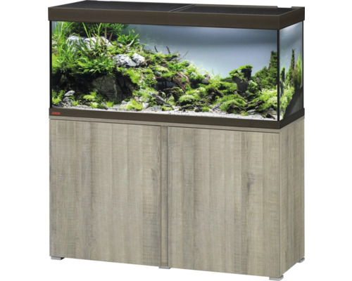 Eheim Aquarium Kombination mit Unterschrank, eingerichtet mit Pflanzen und Steinen