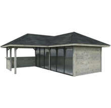 Maison de jardin en bois avec toit et fenêtres