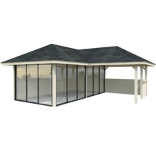 Pavillon avec espace fermé et espace bar ouvert