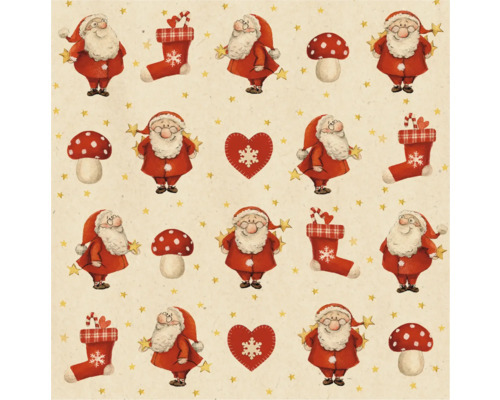 Motif avec Père Noël, botte, cœur et amanite tue-mouches