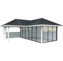 Pavillon de jardin avec toit et parois transparentes pour l''extérieur