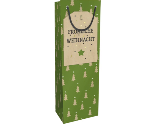 Geschenktasche mit dem Aufdruck ''Frohe Weihnacht'' und Tannenbaum-Motiv