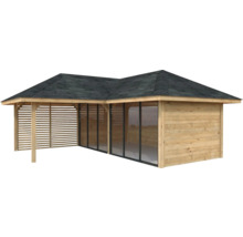 Pavillon en bois avec bardeaux de toiture