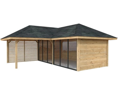 Pavillon en bois avec bardeaux de toiture