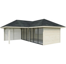 Abri de jardin en bois avec fenêtre et toit