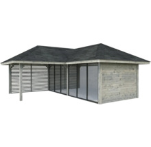 Pavillon de jardin avec murs à lamelles et espace fermé