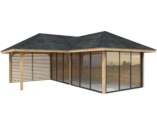 Pavillon de jardin avec cadre en bois et toit