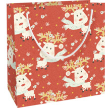 Geschenktasche mit Rentier-Motiv und Griffen