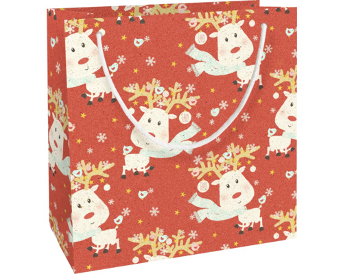 Geschenktasche mit Rentier-Motiv und Griffen