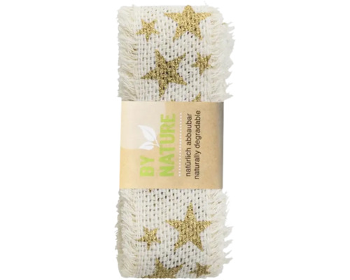 Brins by Nature 40 mm x 2 m Rustico Star crème Ruban en tissu décoratif avec motif étoile et franges