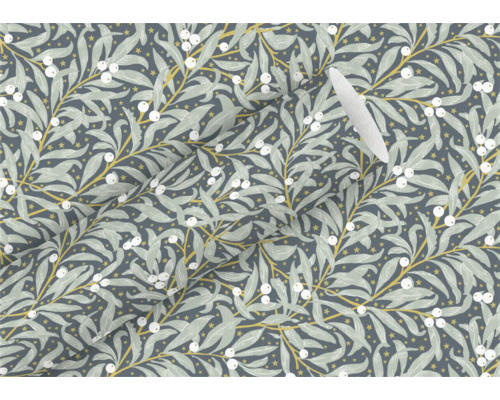 Papier cadeau Kraft by Nature 2 m x 70 cm Leaves indigo Papier peint à motifs de feuilles, de baies et d''étoiles