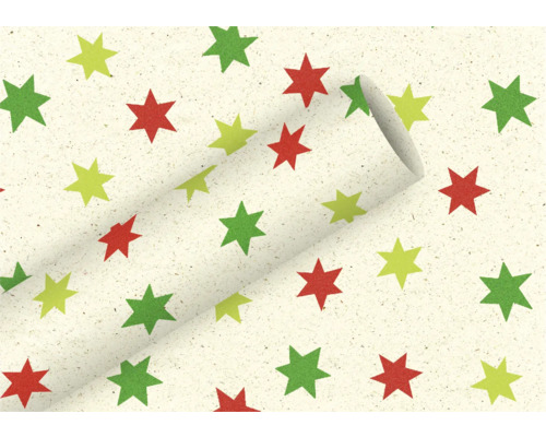 Papier cadeau Gras by Nature 1.5 m x 70 cm Iceland jolly Rouleau de papier cadeau avec motif d''étoiles