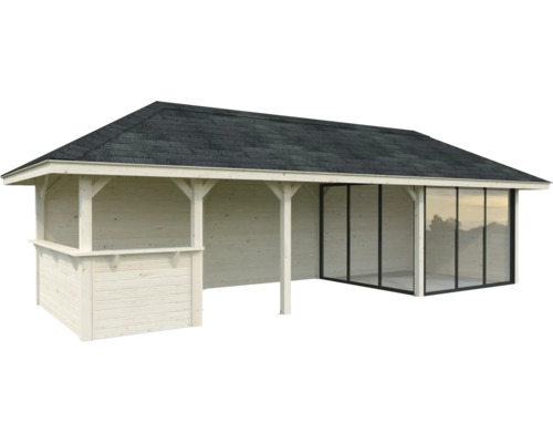Pavillon Tonnelle Palmako 876 x 300 mm bois Pavillon de jardin en bois avec toit et façade vitrée