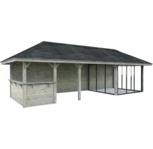 Pavillon de jardin indépendant en bois avec façade en verre