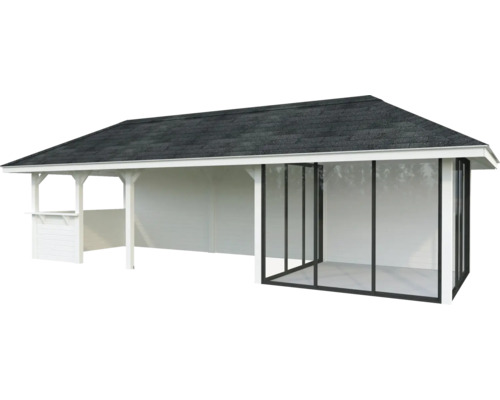 Tonnelle de jardin autoportante avec toit et parois latérales