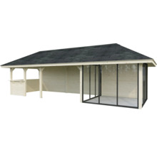 Pavillon de jardin en bois avec toit et parois latérales en option