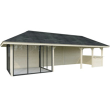 Pavillon de jardin en bois avec toit et parois latérales