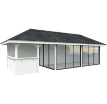 Pavillon de jardin avec portes coulissantes et toit