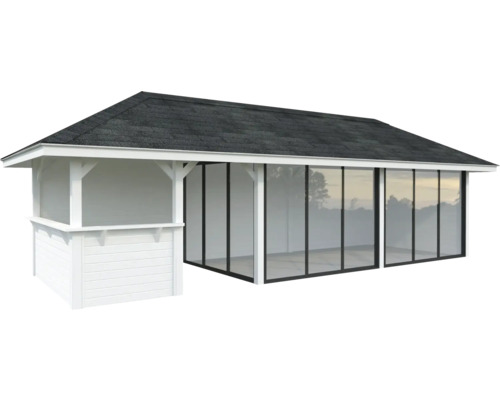 Pavillon Tonnelle Palmako 876 x 300 mm blanc Pavillon de jardin avec portes coulissantes et toit