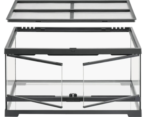 EXO TERRA Terrarium EX- Pro Terrarium™ Medium Low 60 cm x 45 cm x 30 cm ohne Dekoration, Bodengrund und Technik Offenes Glasterrarium mit Gitterabdeckung